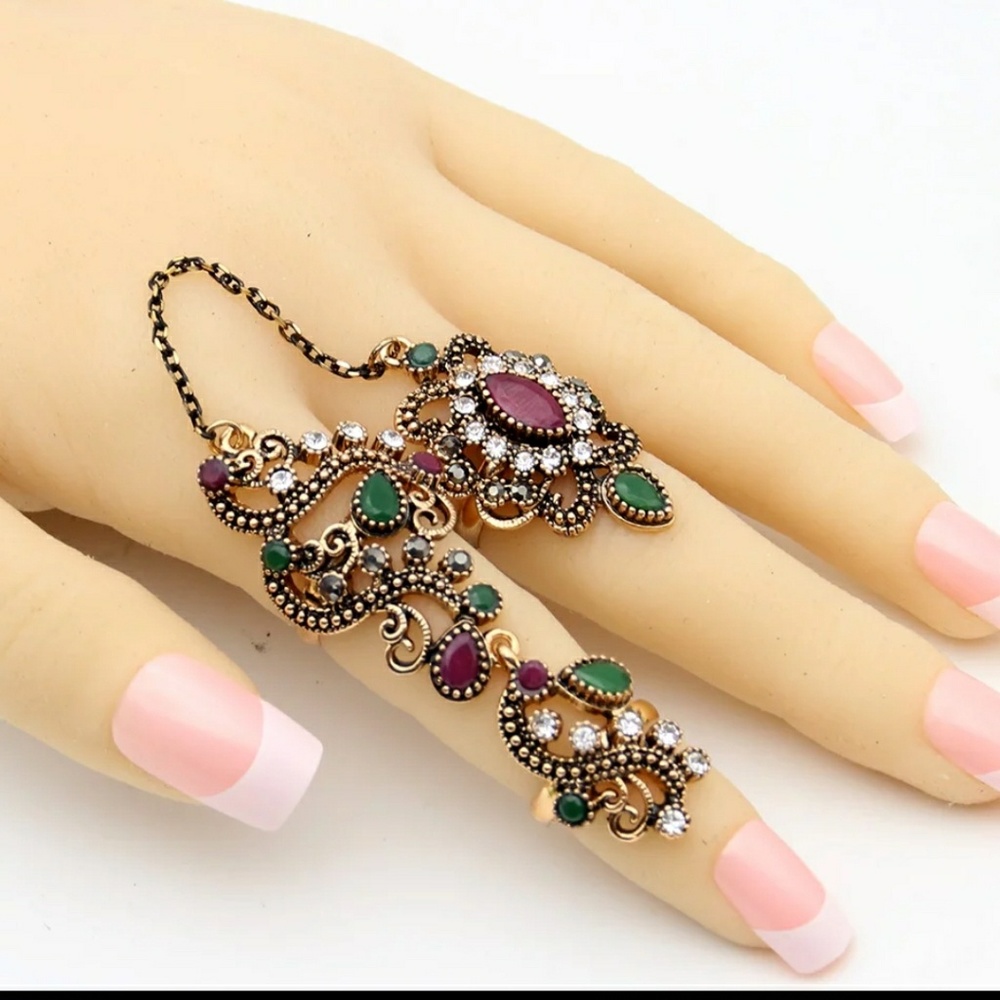 Henna Rings Set- Ruby n Emerald